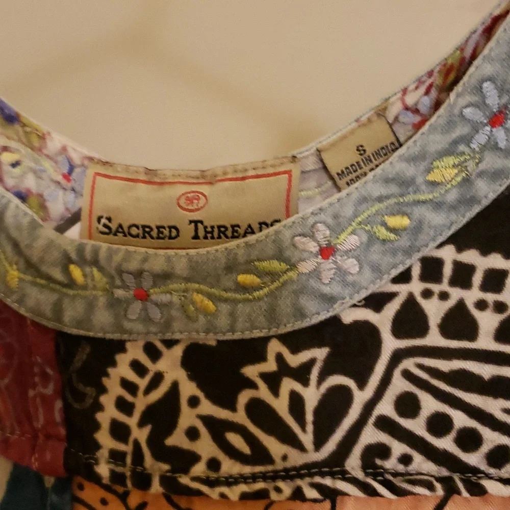 Vintage Sacred Threads Maxi Slip Drss With Side Slips Sz S - Picture 10 of 17